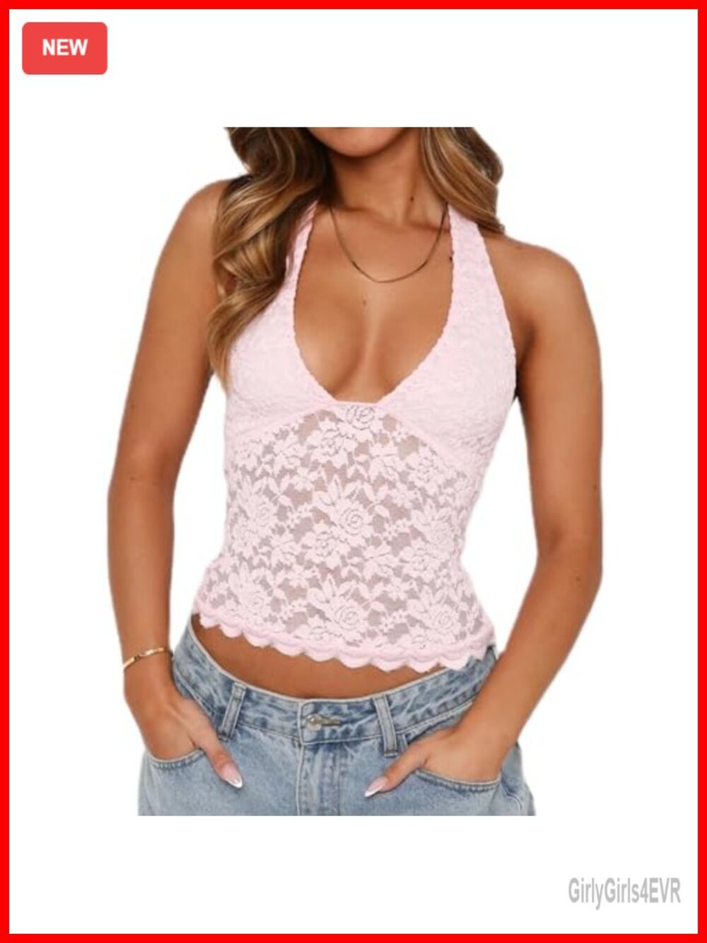 Y2K Halter V Neck Lace Semi Sheer Crop Top Sleeveless Backless Slim Fit Cami